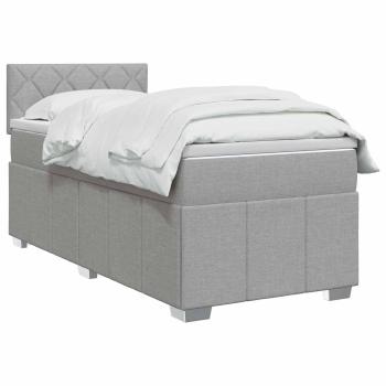 Boxspringbett mit Matratze Hellgrau 80 x 200 cm Stoff