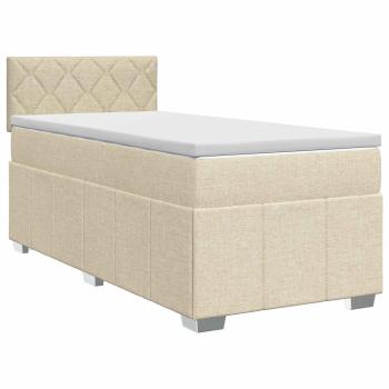 Boxspringbett mit Matratze mit Kopfteil Creme 80 x 200 cm Stoff