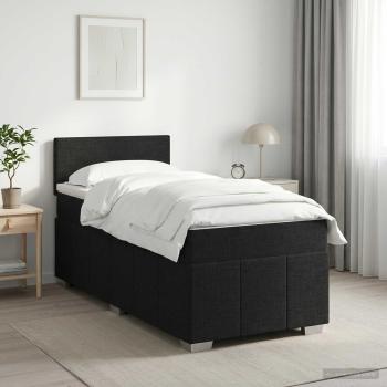 ARDEBO.de - Boxspringbett mit Matratze Schwarz 90 x 200 cm Stoff