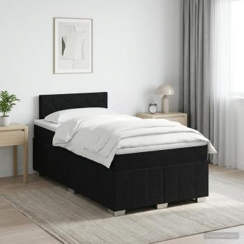 ARDEBO.de - Boxspringbett mit Matratze Schwarz 120 x 190 cm Stoff