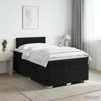ARDEBO.de - Boxspringbett mit Matratze Schwarz 120 x 200 cm Stoff