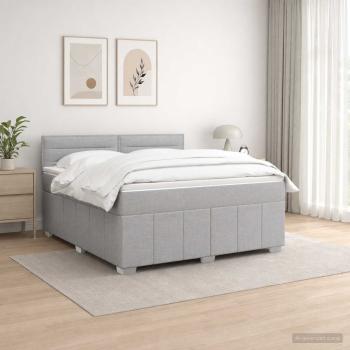 ARDEBO.de - Boxspringbett mit Matratze Hellgrau 140 x 190 cm Stoff