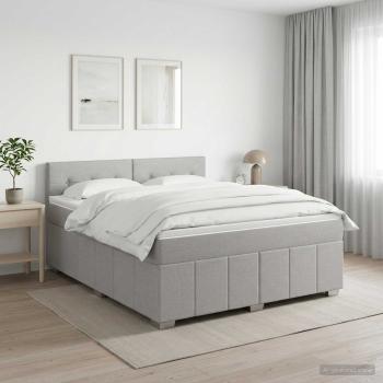 ARDEBO.de - Boxspringbett mit Matratze Hellgrau 140 x 190 cm Stoff