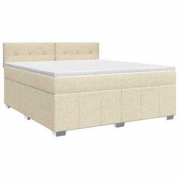 Boxspringbett mit Matratze Creme 140 x 190 cm Stoff