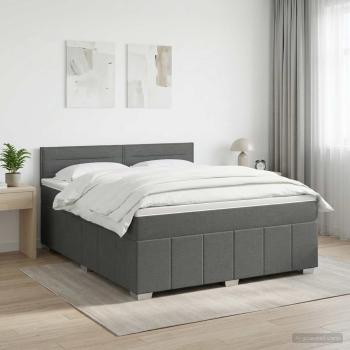 ARDEBO.de - Boxspringbett mit Matratze Dunkelgrau 140 x 200 cm Stoff