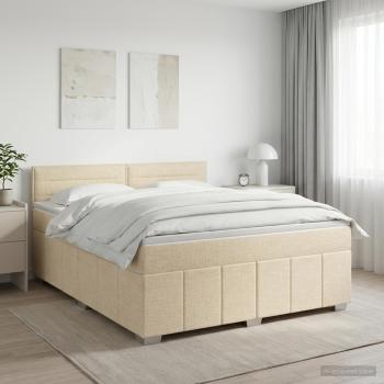 ARDEBO.de - Boxspringbett mit Matratze Creme 140 x 200 cm Stoff