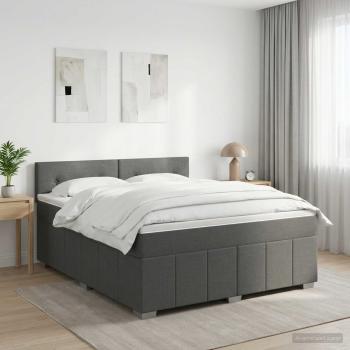 ARDEBO.de - Boxspringbett mit Matratze Dunkelgrau 140 x 200 cm Stoff