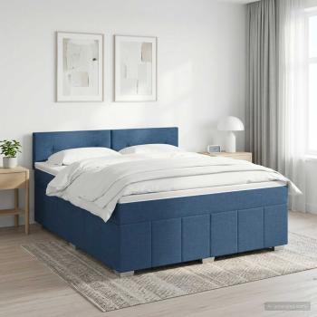 ARDEBO.de - Boxspringbett mit Matratze mit Kopfteil Blau 140 x 200 cm Stoff