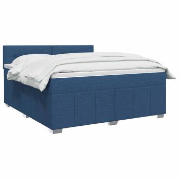Boxspringbett mit Matratze mit Kopfteil Blau 140 x 200 cm Stoff