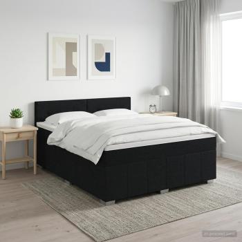 ARDEBO.de - Boxspringbett mit Matratze Schwarz 160 x 200 cm Stoff