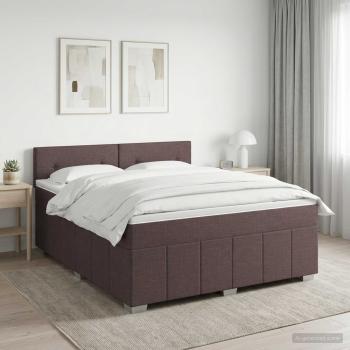 ARDEBO.de - Boxspringbett mit Matratze Dunkelbraun 160 x 200 cm Stoff