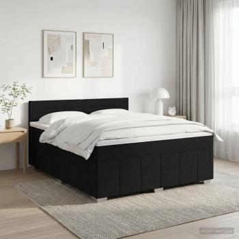 ARDEBO.de - Boxspringbett mit Matratze Schwarz 180 x 200 cm Stoff