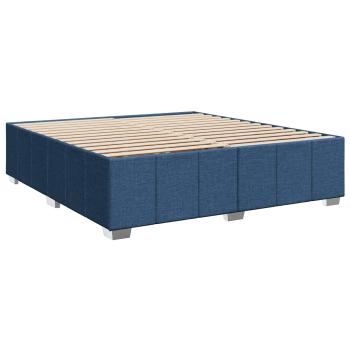 Boxspringbett mit Matratze mit Kopfteil Blau 200 x 200 cm Stoff