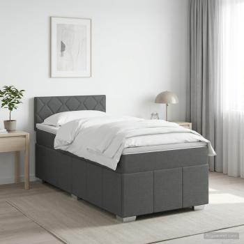 ARDEBO.de - Boxspringbett mit Matratze Dunkelgrau 90 x 190 cm Stoff