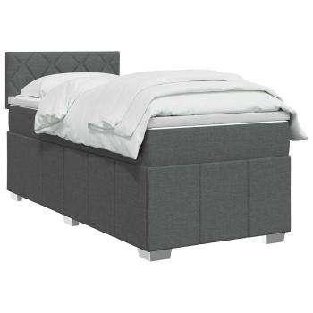 Boxspringbett mit Matratze Dunkelgrau 90 x 190 cm Stoff