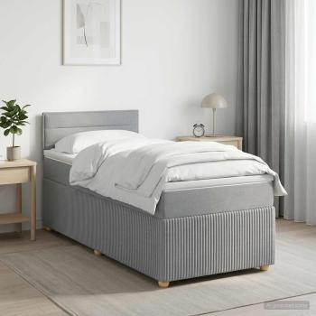 ARDEBO.de - Boxspringbett mit Matratze Hellgrau 80 x 200 cm Stoff