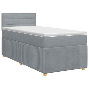 Boxspringbett mit Matratze Hellgrau 80 x 200 cm Stoff