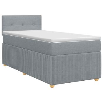 Boxspringbett mit Matratze Hellgrau 90 x 190 cm Stoff