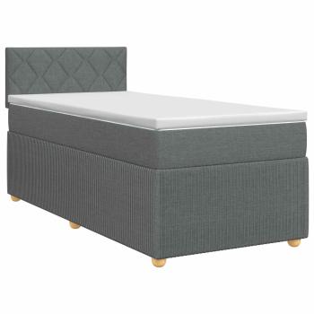 Boxspringbett mit Matratze Dunkelgrau 100 x 200 cm Stoff