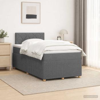 ARDEBO.de - Boxspringbett mit Matratze Dunkelgrau 120 x 190 cm Stoff