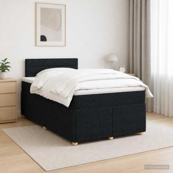 ARDEBO.de - Boxspringbett mit Matratze Schwarz 120 x 200 cm Stoff