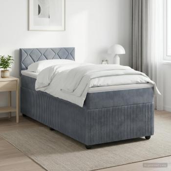 ARDEBO.de - Boxspringbett mit Matratze Dunkelgrau 80 x 200 cm Samt
