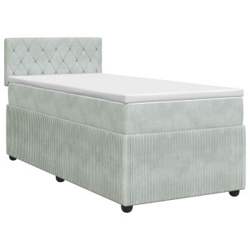 Boxspringbett mit Matratze Hellgrau 90 x 190 cm Samt
