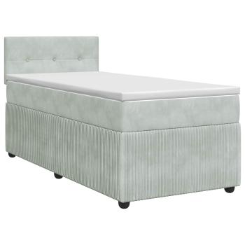 Boxspringbett mit Matratze Hellgrau 90 x 190 cm Samt