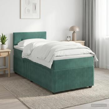 ARDEBO.de - Boxspringbett mit Matratze Dunkelgrün 90 x 200 cm Samt