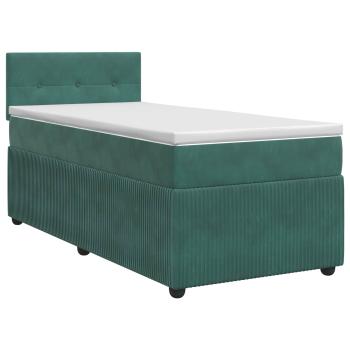Boxspringbett mit Matratze Dunkelgrün 90 x 200 cm Samt