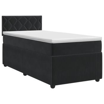 Boxspringbett mit Matratze Schwarz 90 x 200 cm Samt