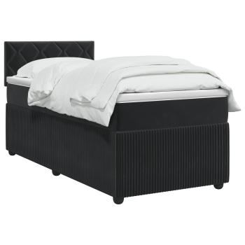 Boxspringbett mit Matratze Schwarz 90 x 200 cm Samt
