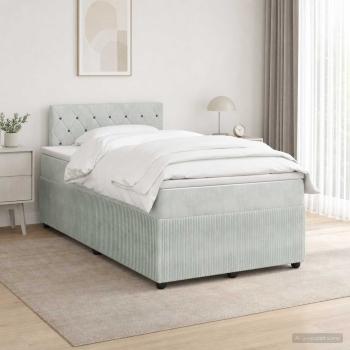 ARDEBO.de - Boxspringbett mit Matratze Hellgrau 120 x 190 cm Samt