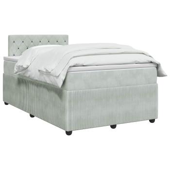 Boxspringbett mit Matratze Hellgrau 120 x 190 cm Samt