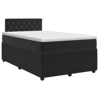 Boxspringbett mit Matratze Schwarz 120 x 190 cm Samt