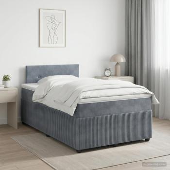 ARDEBO.de - Boxspringbett mit Matratze Dunkelgrau 120 x 190 cm Samt