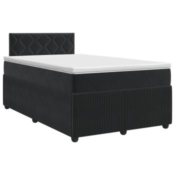 Boxspringbett mit Matratze Schwarz 120 x 190 cm Samt