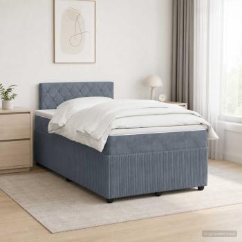 ARDEBO.de - Boxspringbett mit Matratze Dunkelgrau 120 x 200 cm Samt