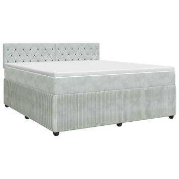 Boxspringbett mit Matratze Hellgrau 140 x 190 cm Samt