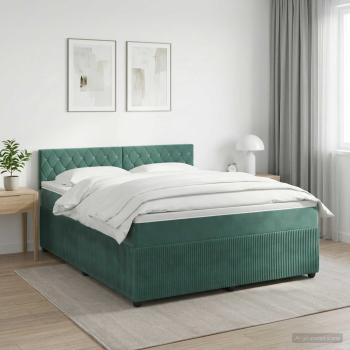 ARDEBO.de - Boxspringbett mit Matratze Dunkelgrün 140 x 190 cm Samt