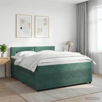 ARDEBO.de - Boxspringbett mit Matratze Dunkelgrün 140 x 190 cm Samt