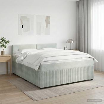 ARDEBO.de - Boxspringbett mit Matratze Hellgrau 140 x 200 cm Samt