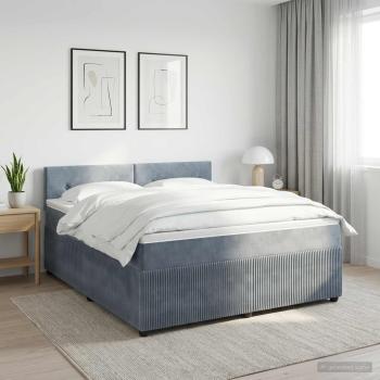 ARDEBO.de - Boxspringbett mit Matratze Dunkelgrau 140 x 200 cm Samt