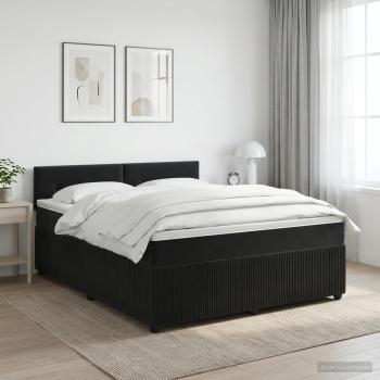 ARDEBO.de - Boxspringbett mit Matratze Schwarz 140 x 200 cm Samt