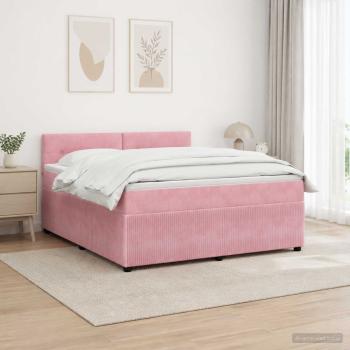 ARDEBO.de - Boxspringbett mit Matratze mit Kopfteil Rosa 140 x 200 cm Samt