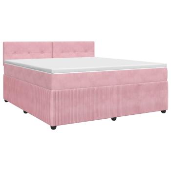 Boxspringbett mit Matratze mit Kopfteil Rosa 140 x 200 cm Samt