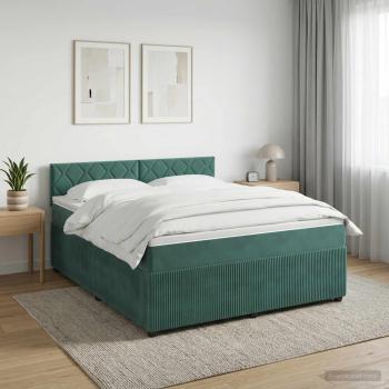 ARDEBO.de - Boxspringbett mit Matratze Dunkelgrün 140 x 200 cm Samt