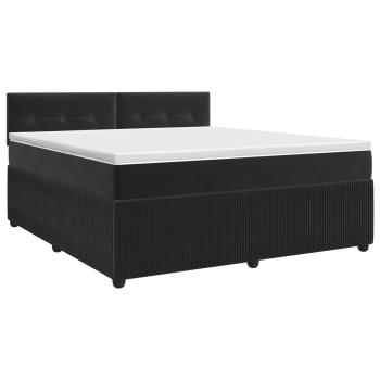 Boxspringbett mit Matratze Schwarz 180 x 200 cm Samt