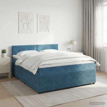 ARDEBO.de - Boxspringbett mit Matratze Dunkelblau 180 x 200 cm Samt