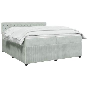 Boxspringbett mit Matratze Hellgrau 200 x 200 cm Samt